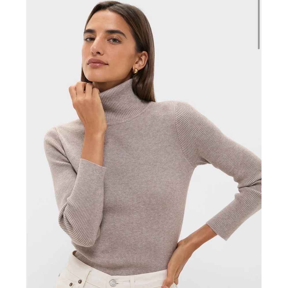 Tuckernuck Oat Arlo Turtleneck Sweater Size XL Beige Ribbed Fitted $128 NEW